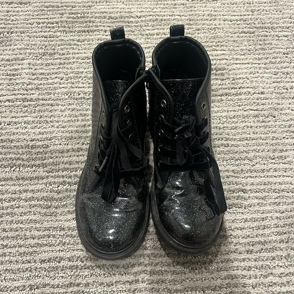 Black sparkly biker boots girls size 3